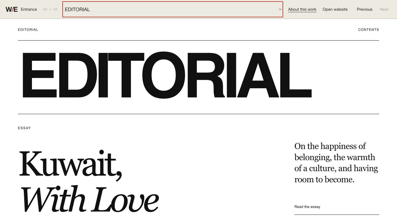 EDITORIAL and the Kuwait, With Love essay shown inside the exhibition stage.